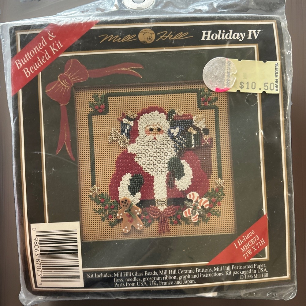 Mill Hill "I Believe" Button & Beaded Cross Stitch Kit NEW Holiday 4 MHCB73 1996